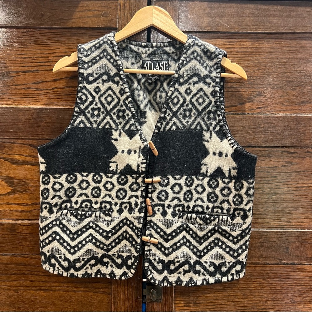 Vintage At Last Co large cotton Santa Fe southwest Aztec vest 1990 vintage India